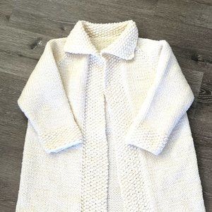 Vintage chunky knit ivory cardigan sweater coat